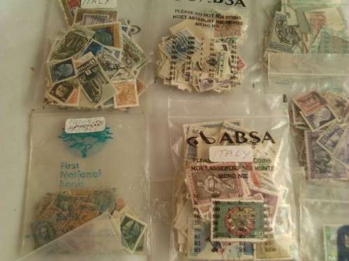 A FEW THOUSAND STAMPS SORTED IN PLASTIC BAGS - MOSTLY ITALY STAMPS- HIGH VALUE - READ BELOW.