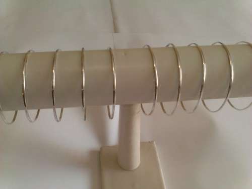 2mm D-SHAPE STERLING SILVER BANGLES - 65mm DIAMETER -BID PER BANGLE -10 AVAILABLE -SEE & READ BELOW.