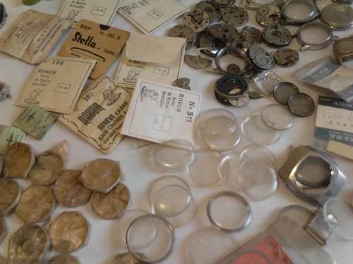 LOT OF MIXED WATCH PARTS - MOSTLY USED PARTS & SOME UNUSED - PLEASE SEE SCANS & READ BELOW