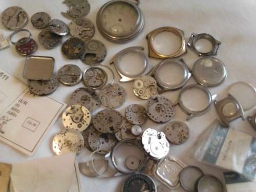 LOT OF MIXED WATCH PARTS - MOSTLY USED PARTS & SOME UNUSED - PLEASE SEE SCANS & READ BELOW