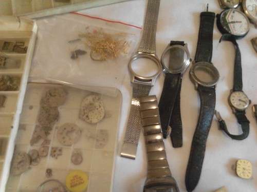 LOT OF MIXED WATCH PARTS - MOSTLY USED PARTS & SOME UNUSED - PLEASE SEE SCANS & READ BELOW