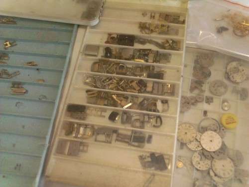 LOT OF MIXED WATCH PARTS - MOSTLY USED PARTS & SOME UNUSED - PLEASE SEE SCANS & READ BELOW