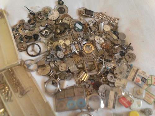 LOT OF MIXED WATCH PARTS - MOSTLY USED PARTS & SOME UNUSED - PLEASE SEE SCANS & READ BELOW