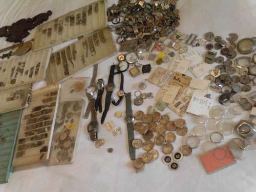 LOT OF MIXED WATCH PARTS - MOSTLY USED PARTS & SOME UNUSED - PLEASE SEE SCANS & READ BELOW