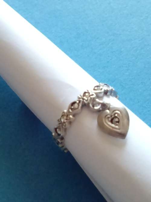 BEAUTIFUL STERLING SILVER MARCASITE RING WITH HEART - SIZE L - PLEASE READ  BELOW.