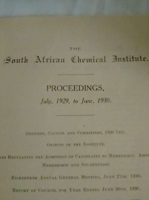 1930 Proceedings and List of Members- SA Chemical Institute.