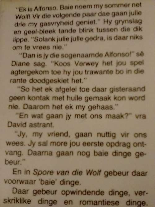 Spore van die Wolf , verhaal deur Kobus Snyman.