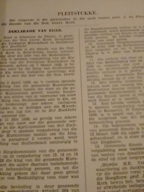 BAIE SKAARS 1931 `DIE KERKSAAK TUSSEN PROF. J.DU PLESSIS EN DIE GEREF. KERK IN SUID-AFRIKA`