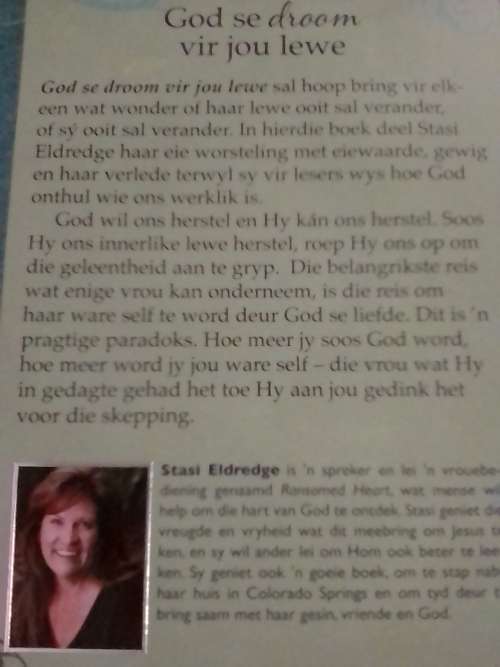 #`GOD SE DROOM VIR JOU LEWE` - DEUR STASI ELDREDGE - SEE and READ BELOW FOR INFO