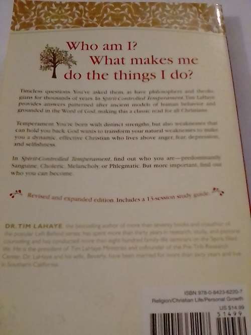# `SPIRIT-CONTROLLED TEMPERAMENT` - BY TIM LAHAYE - SEE and READ BELOW FOR INFO