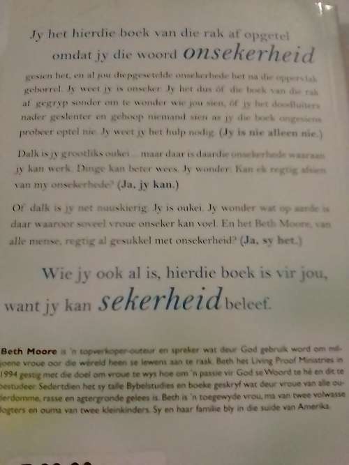 Verby met Onsekerheid, topverkoper deur Beth Moore.