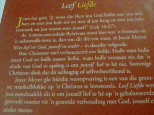 Leef Liefde, 365 Dagstukkies deur Joce Meyer.