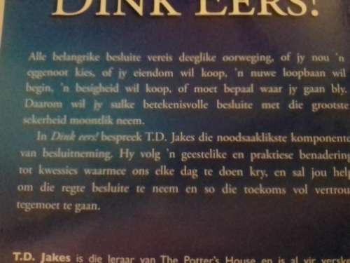 Dink Eers,  deur T.D. Jakes