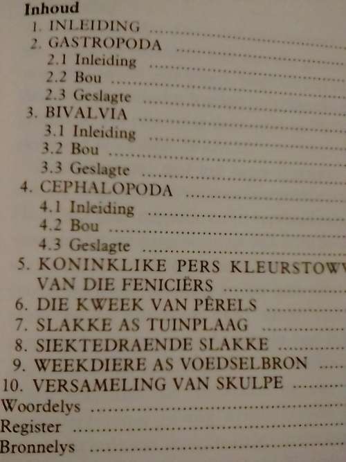 Slakke en ander Weekdiere, deur J.P. Marais.