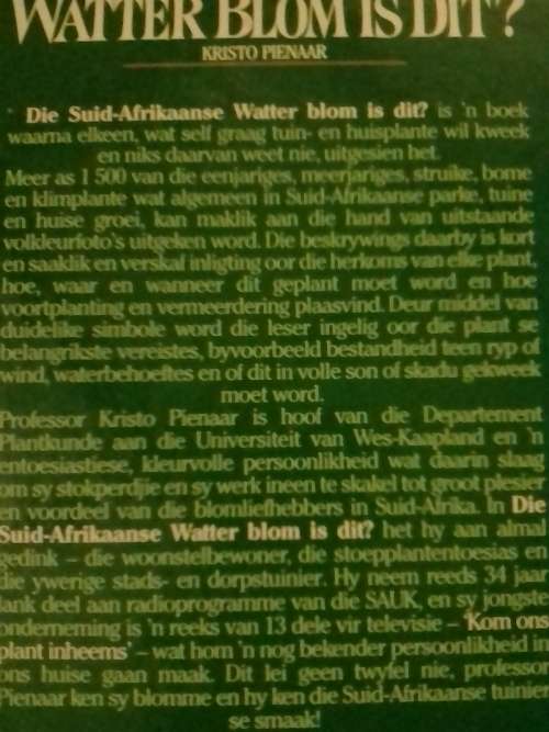 # `WATTER BLOM IS DIT?` - DEUR KRISTO PIENAAR - PLEASE READ BELOW FOR INFO