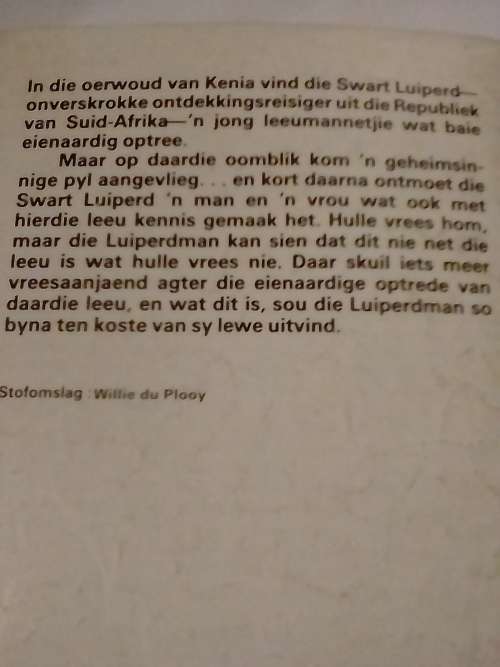`DIE SWART LUIPERD No.60` - MOORD IN DIE OERWOUD -  BRAAM LE ROUX - PLEASE READ BELOW FOR INFO