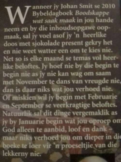 Boodskappe wat saak maak, Bybel dagboek deur Johan Smit.