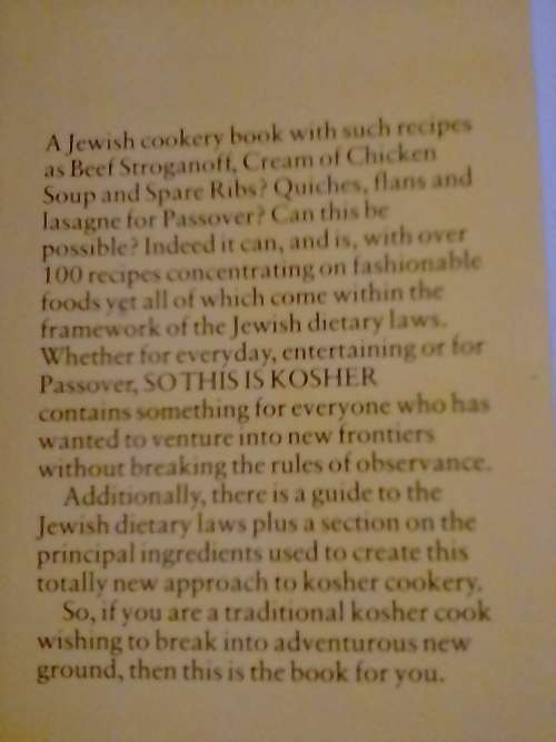 So this is Kosher, A new apprpach to Jewish cookery, by Kaye & Rance.