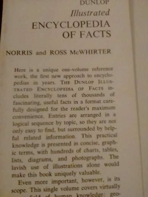 Dunlop Illustrated encyclopedia of facts, by Norris and R. McWhirter.