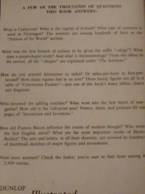 Dunlop Illustrated encyclopedia of facts, by Norris and R. McWhirter.