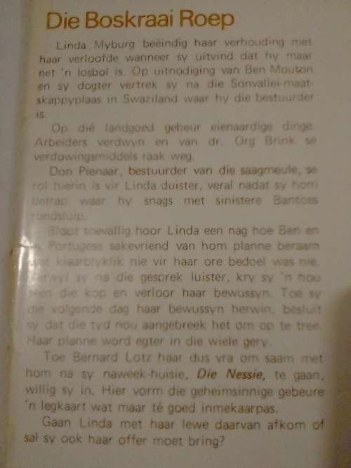 `DIE BOSKRAAI ROEP` - VERHAAL DEUR FRIEDA DE VILLIERS - PLEASE SEE AND READ BELOW FOR MORE INFO.