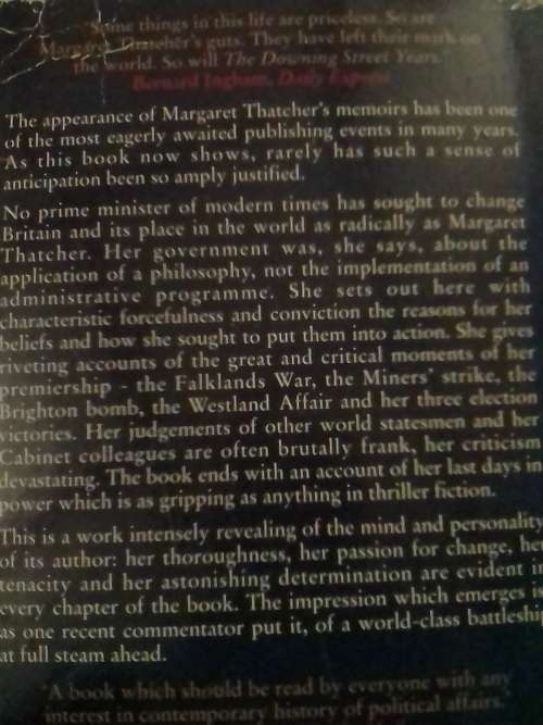 `MARGARET THATCHER, THE DOWNING STREET YEARS` - READ BELOW FOR MORE INFO