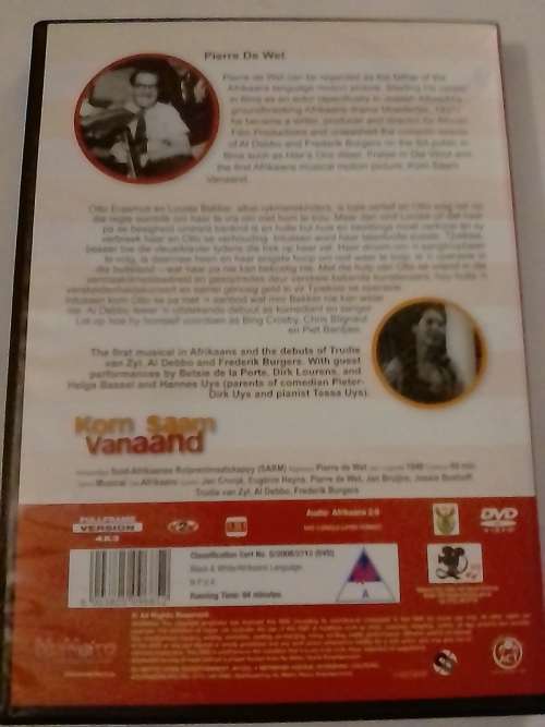 MOVIE  `KOM SAAM VANAAND` - MET AL DEBBO EN FREDERIK BURGERS - SEE and READ BELOW FOR INFO