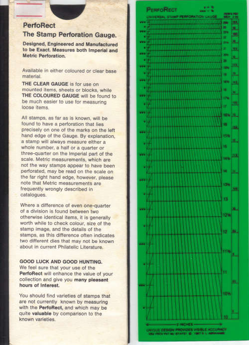 PERFORECT - STAMP PERFORATION GAUGE - FOR IMPERIAL and METRIC PERFORATION - PLEASE SEE BELOW.