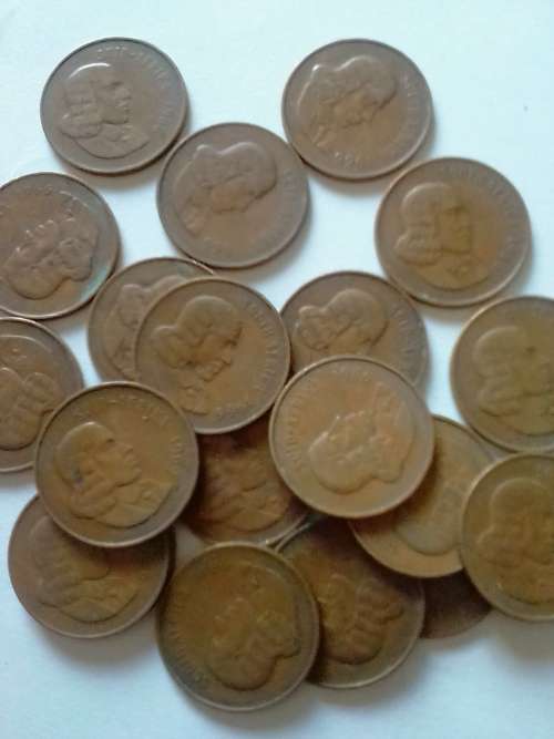 17x South African 1966 circulated 2c coins.