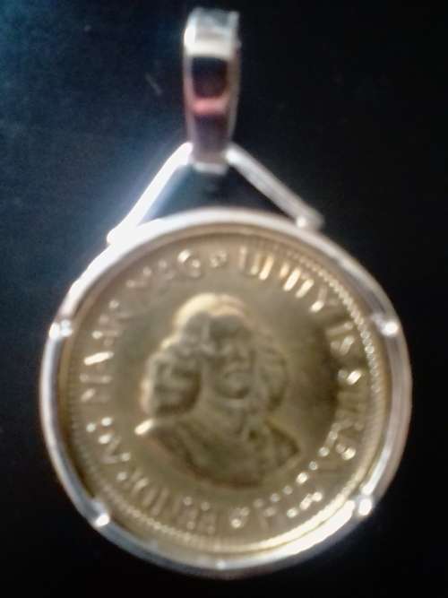 STUNNING STERLING SILVER PENDANT WITH OLD HALF-CENT - PLEASE READ  BELOW.