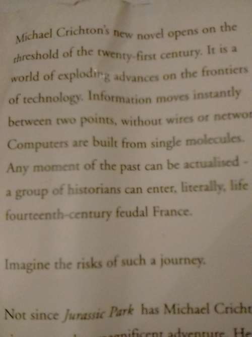 Timeline, Noval by Michael Cricton.