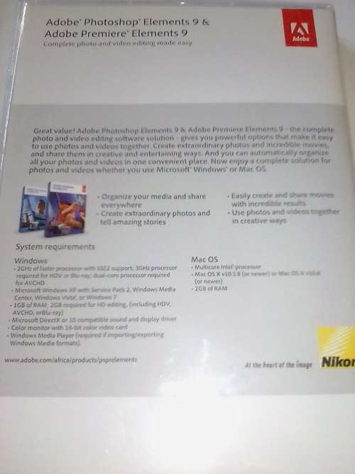 `ADOBE PHOTOSHOP ELEMENTS 9 and PREMIERE ELEMENTS 9` - INCLUDE 4 DVD`s - PLEASE READ BELOW FOR INFO