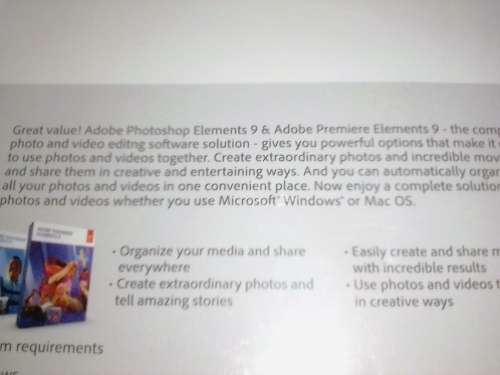 `ADOBE PHOTOSHOP ELEMENTS 9 and PREMIERE ELEMENTS 9` - INCLUDE 4 DVD`s - PLEASE READ BELOW FOR INFO