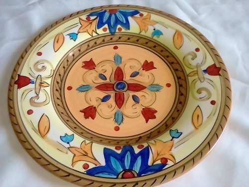 SUNNING LARGE GEORGIO HAND PAINTED and HAND CRAFTED PLATE - VERY GOOD CONDITION - SEE AND READ BELOW