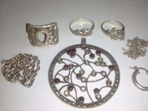ANTIQUE SILVER JEWELLERY SELL AS SCRAP SILVER - TOTAL 34.7 GRAMS - PLEASE READ BELOW.
