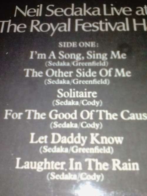 NEIL SEDAKA (LIVE AT THE ROYAL FESTIVAL HALL) - LP in excellent condition - SEE AND READ BELOW.