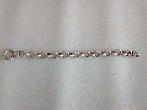 ITALIAN STERLING SILVER HOLLOW ROUND BELCHER BRACELET WITH SENORETTI CLASP - WEIGHT 19g- READ BELOW