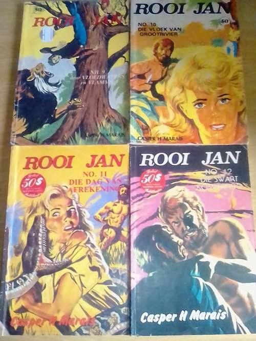 4 x 'ROOI JAN VERHALE' -No. 9, 10, 11 EN 12 `GOEIE VERSAMELAARS BOEKIES` - SIEN ONDER VIR MEER INFO.