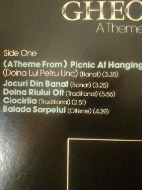 GHEORGHE ZAMFIR (A THEME FROM PICNIC AT HANGING ROCK) - LP in excellent condition - SEE BELOW.