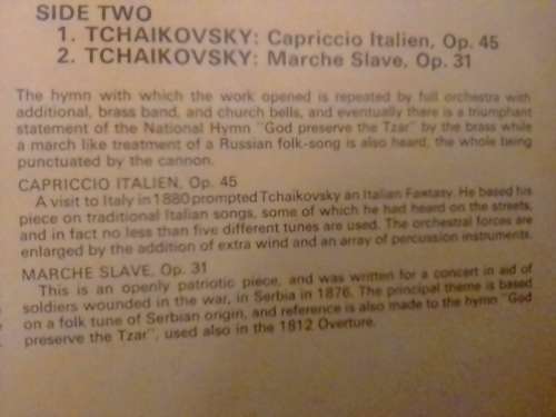 THE WORLD OF TCHAIKOVSKY 1812 OVERTURE - LP in excellent condition - SEE BELOW.