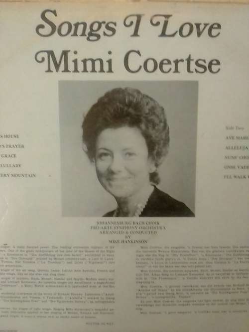MIMI COERTSE (SONGS OF LOVE) - LP in very good condition - SEE BELOW FOR INFO.