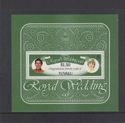 Tuvalu, 29 JulyY 1981 Royal Wedding minature sheet.
