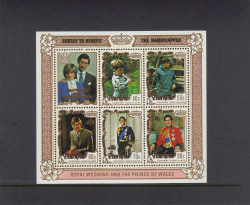 Penrhyn ,29 July 1981 Royal Wedding miniature sheet.