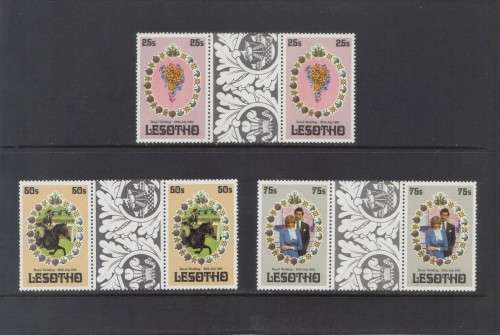 Lesotho - 29 July 1981 Royal Wedding- set of 3 gutter pairs.