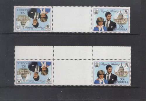 Anguilla - 29 July 1981 Royal Wedding - 2 Tete-Beche gutter pairs.
