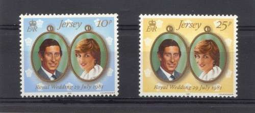 JERSEY - 29 JULY 1981 ROYAL WEDDING - SET OF 2 SINGLE STAMPS - SEE AND READ BELOW.