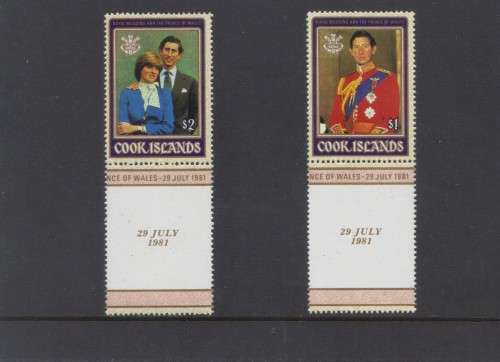 Cook Islands - 29 July 1981 Royal Wedding - Set of 2 singel stamps.