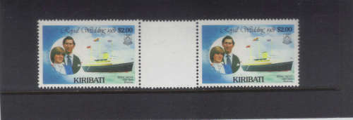 Kiribati, 29 July 1981 Royal Wedding, 1 gutter pair.