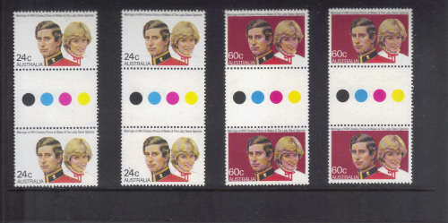 Australia, 29 July 1981 Royal Wedding, Set of 4 gutter pairs.