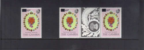 The Ganbia (overprints), 29 July 1981 Royal Wedding, gutter pair and single.